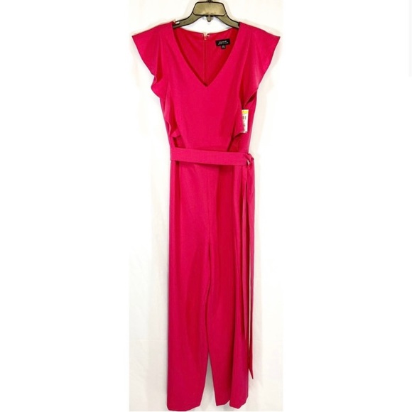 Tahari Pink peplum sleeve jumpsuit - Picture 3 of 4